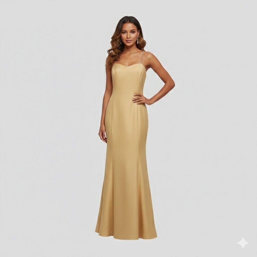 Gold Mermaid Cut Formal Dress